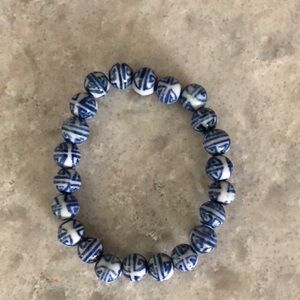 Blue and White Beaded Bracelet